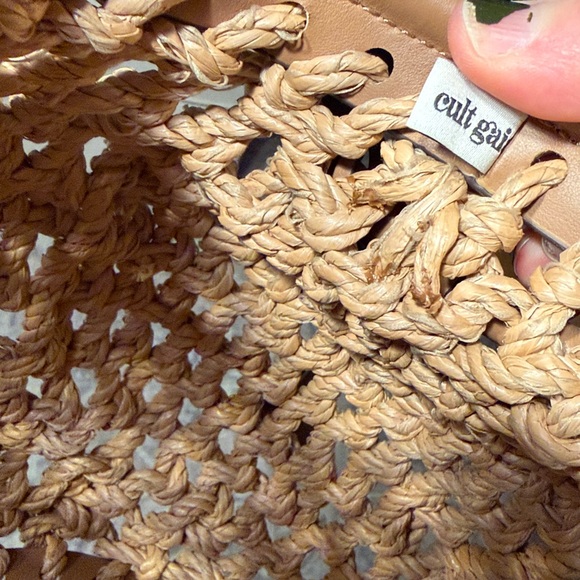 Cult Gaia Enya Interwoven Crochet Top Handle Basket Bag Natural - Picture 9 of 13